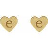 Engraved Heart Stud Earrings in 14K Yellow Gold