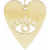 Evil Eye Heart Charm Pendant 14K Yellow Gold