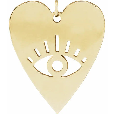 Evil Eye Heart Charm Pendant 14K Yellow Gold