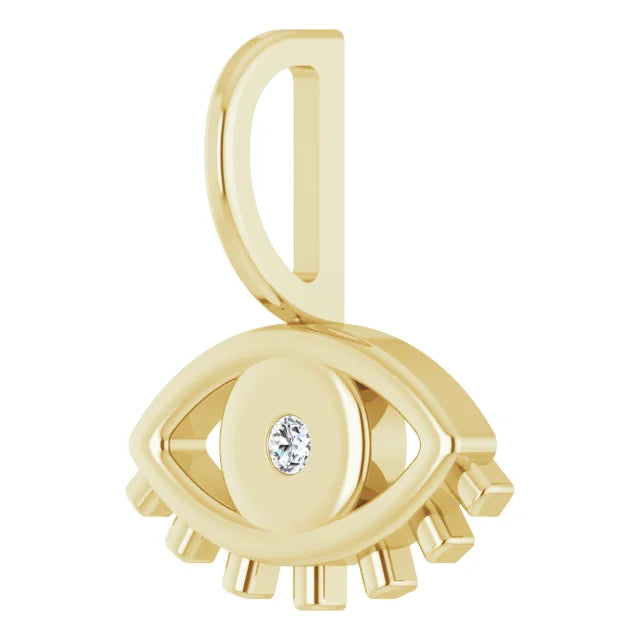 Evil Eye Natural Diamond Charm Pendant in 14K Yellow Gold