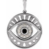 Evil Eye Natural Onyx & Diamond Charm Pendant Solid 14K White Gold or Sterling Silver