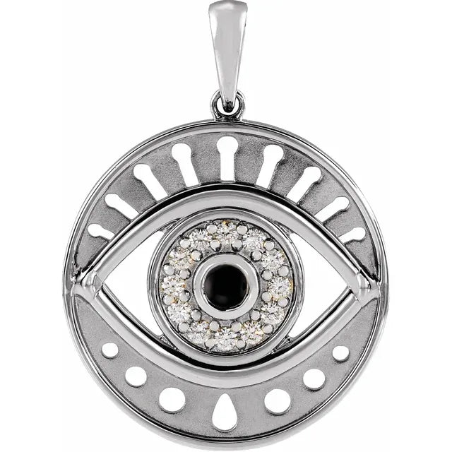 Mesmerized Evil Eye Turquoise Diamond Charm Necklace 14K Gold or
