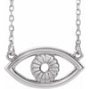 Evil Eye 16" or 18" Necklace Solid 14K White Gold or Sterling Silver