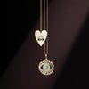 Two Evil Eye Necklaces One in Heart Design and Other Showcasing Natural Turquoise and Diamonds