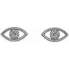 Evil Eye Stud Earrings in 14K White Gold or Sterling Silver 