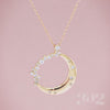 Moon Beam Crescent Moon Natural Diamond Necklace and Pendant in 14K Yellow Gold