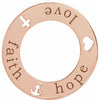 Faith Hope Love Pierced Loop Adjustable Necklace or Charm Pendant in 14K Rose Gold