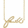 Faith Script Necklace 16" or 18" in 14K Yellow Gold