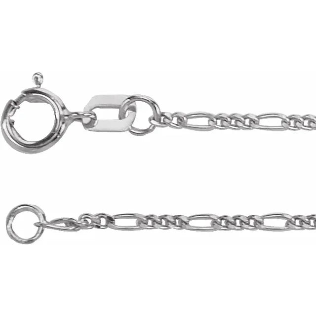 Figaro 1.28 MM Chain Bracelet or Necklace in 14K White Gold 