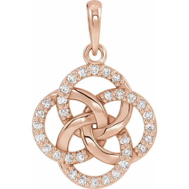Five-Fold Celtic Knot Natural Diamond Pendant 14K Rose Gold