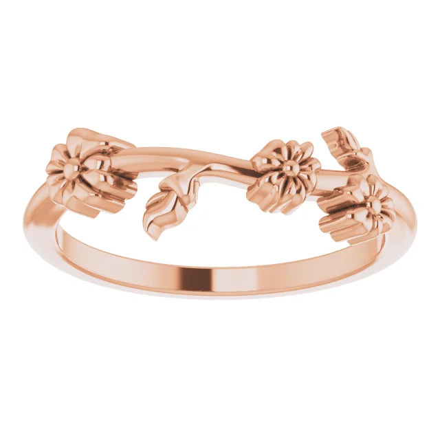 Flower Crown Stackable Ring in 14K Rose Gold Sizes 4.00-9.00