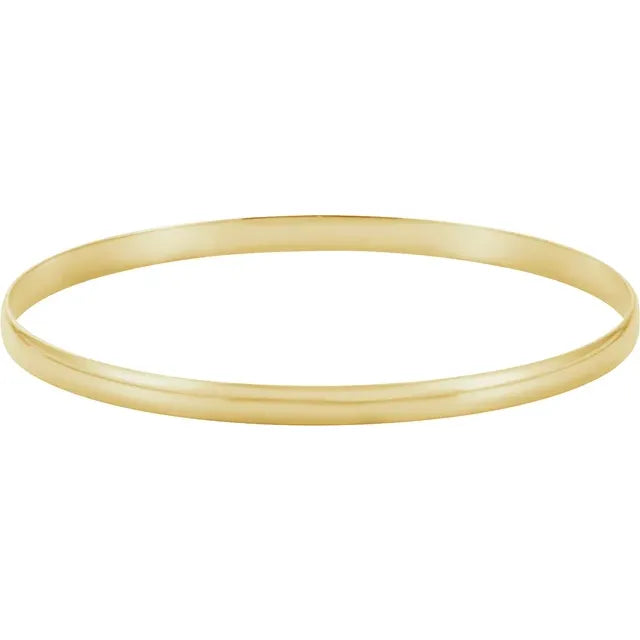 Wear Everyday™ 4 MM Half Round Bangle Bracelet 7 3/4" Solid 14K Yellow Gold 