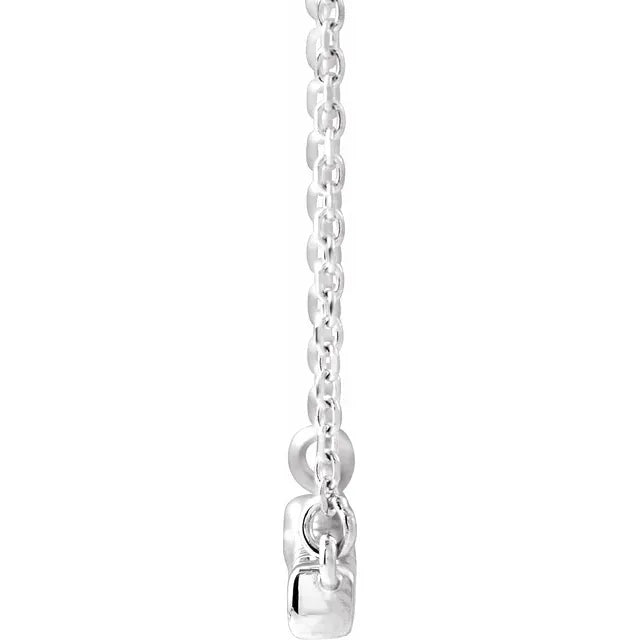 Lab-Grown Diamond French-Set Bar Adjustable Necklace 14K White Gold