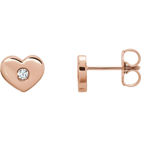 Full Heart Natural Diamond Stud Earrings in 14K Rose Gold 