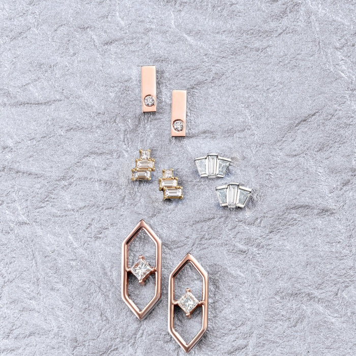 1/3 CTW Diamond Geometric Cluster Earrings 14K White Gold