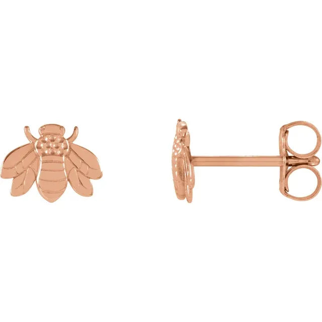 Goddess Bumblebee Stud Earrings in 14K Rose Gold 