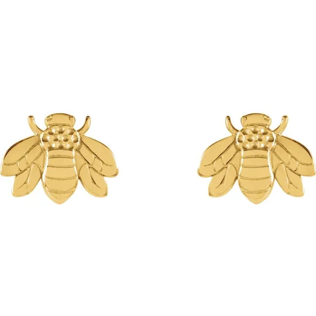 Goddess Bumblebee Stud Earrings in 14K Yellow Gold 