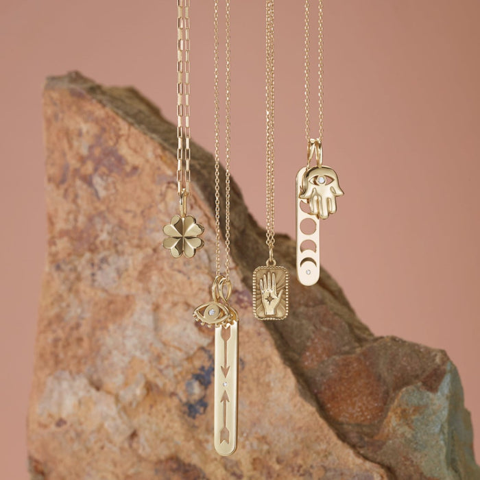 Charms and Gold Chain Necklaces in Solid 14K Yellow Gold
