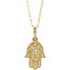 Hamsa Natural Diamond Necklace 14K Yellow Gold