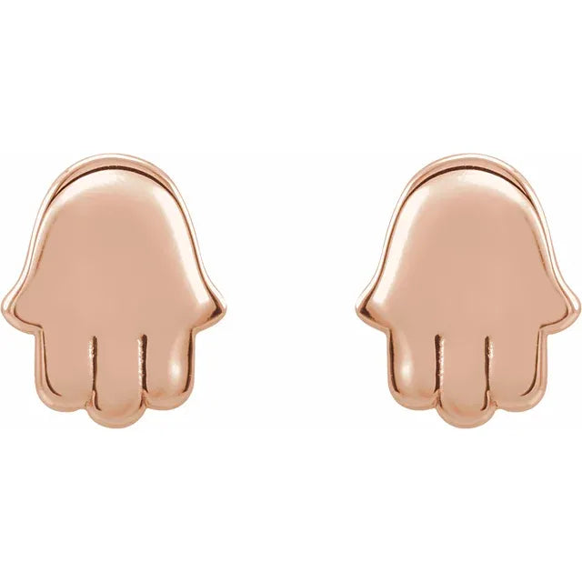 Hamsa Stud Earrings in 14K Rose Gold