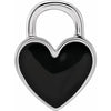 Black Enamel Heart Charm Pendant in 14K White Gold or Sterling Silver