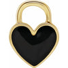 Black Enamel Heart Charm Pendant in 14K Yellow Gold