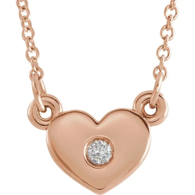 Full Heart Natural Heart Diamond Necklace in 14K Rose Gold