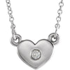 Full Heart Natural Heart Diamond Necklace in 14K White Gold or Sterling Silver