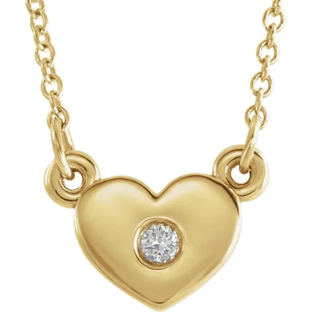 Full Heart Natural Heart Diamond Necklace in 14K Yellow Gold