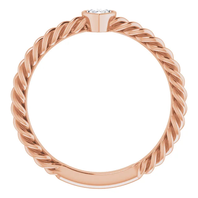 1/6 CTW Natural Heart Shaped Diamond Rope Band Ring in 14K Rose Gold 