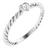 1/6 CTW Natural Heart Shaped Diamond Rope Band Ring in 14K White Gold 