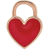 Red Enamel Heart Charm Pendant in 14K Rose Gold