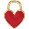 Red Enamel Heart Charm Pendant in 14K Yellow Gold