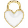 White Enamel Heart Charm Pendant in 14K Yellow Gold