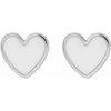 White Enamel Heart Stud Earrings in 14K White Gold