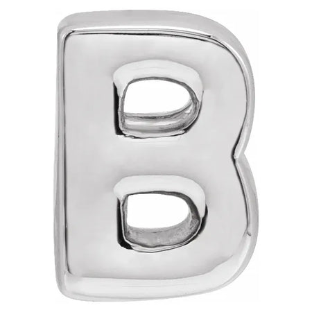 Block Letter B Initial Slide Through Pendant Charm in Sterling Silver