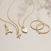 Personalized Jewelry Pieces Featuring our Petite Initial Natural Diamond Adjustable Necklace in Solid 14K Yellow Gold