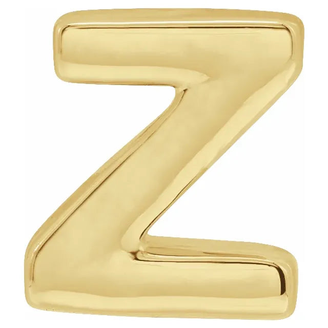 Block Z Initial Slide Through Pendant Charm in 14K Yellow Gold