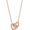 Interlocking Double Heart 16" or 18" Necklace in 14K Rose Gold