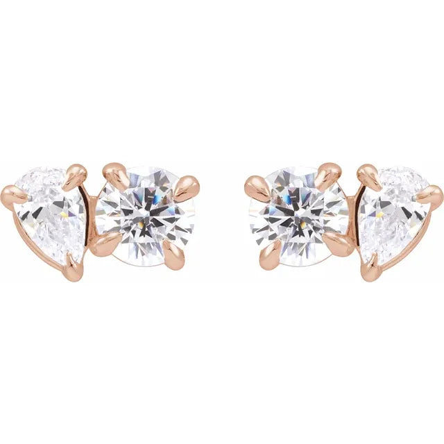 Josephine Toi Et Moi Lab-Grown Diamond Earrings 14K Rose Gold Front View