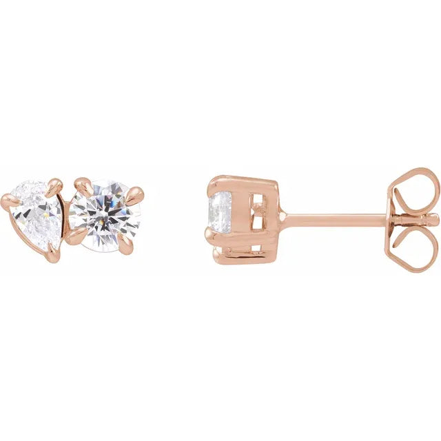 Josephine Toi Et Moi Lab-Grown Diamond Earrings 14K Rose Gold