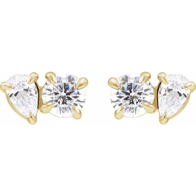Josephine Toi Et Moi Lab-Grown Diamond Earrings 14K Yellow Gold Front View