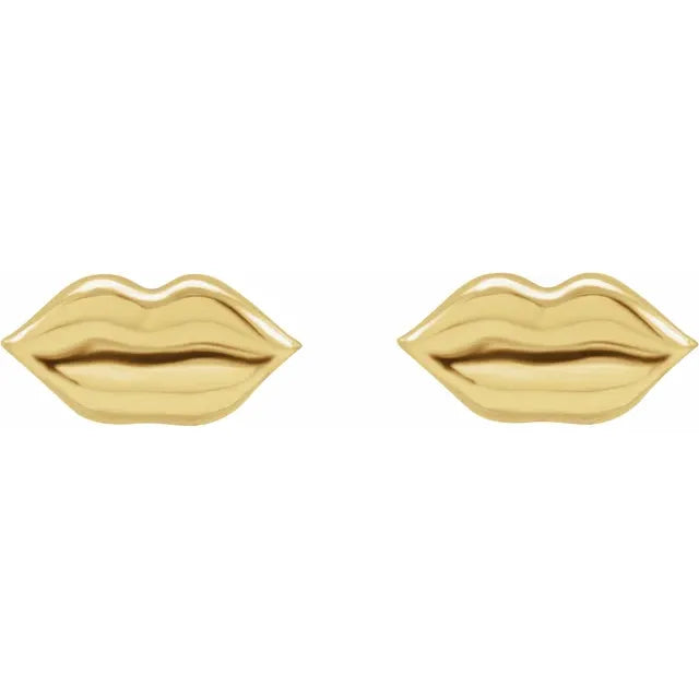 Kiss My Lips Stud Earrings in 14K Yellow Gold