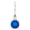 Natural or Lab-Grown Blue Sapphire & Natural Diamond Charm Pendant in 14K White Gold