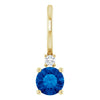 Natural or Lab-Grown Blue Sapphire & Natural Diamond Charm Pendant in 14K Yellow Gold