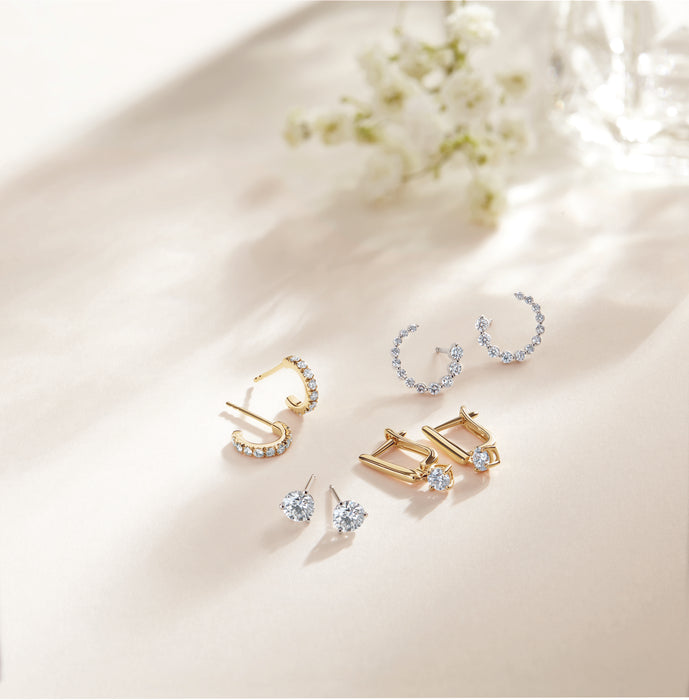 Gorgeous Lab-Grown Diamond Earrings including our Marilyn Diamond Stud 3 Prong Earrings