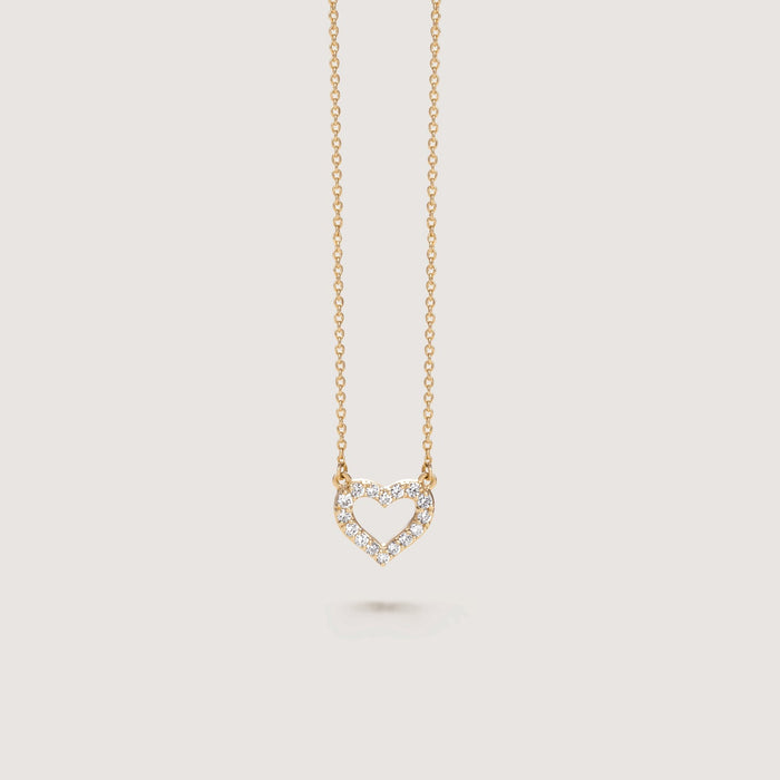 Lab-Grown Diamond Heart Adjustable Necklace in 14K Yellow Gold