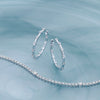 1 CTW Lab-Grown Diamond Inside Outside Hoops 14K White Gold & LG Diamond Line Tennis Bracelet