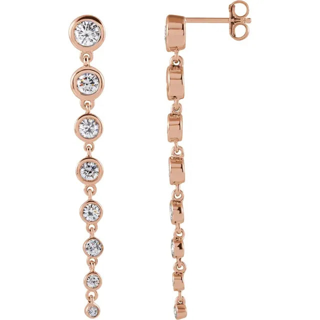 1.75 CTW Style On Top of the World Lab-Grown Diamond Waterfall Dangle Earrings in 14K Rose Gold