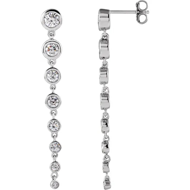 1.75 CTW Style On Top of the World Lab-Grown Diamond Waterfall Dangle Earrings in 14K White Gold
